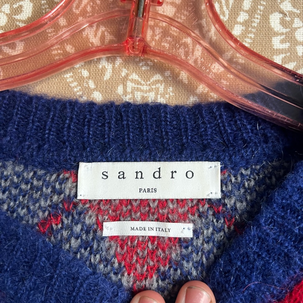 Sandro Jona Argyle Mohair-Blend Sweater Size 1 - Picture 5 of 10